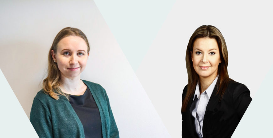 Porträtter av Veritas jurist Katariina Collin till vänster och direktör för bolagsjuridik Piia Vuoti till höger.
